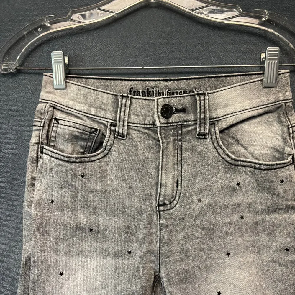 Franki by Francesca’s Girls Gray Star Embellished Jeans Size 14 Y2K Aesthetic